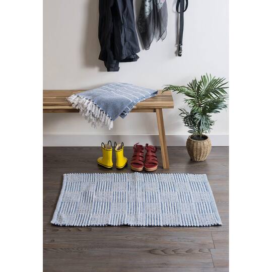 DII® Blue Squares Recycled Yarn Rug, 2ft. x 3ft.